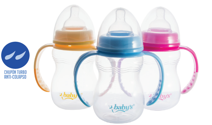 Biberón Babys con agarradera cuello ancho - 8/9oz